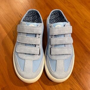 REVITALIGN Light Blue Adjustable Canvas and Suede Casual Mule Sneakers